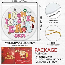 in My Teacher Era 2024 Gifts - Teacher Christmas Ornament Teacher Appreciation Gifts Birthday Thank You Gifts Teachers Students Hanging Xmas Ceramic Ornaments Gifts