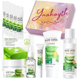 Skincare Set, Skin Care Sets & Kits, Skincare Gift Set for Women & Teenage Girls with Aloe Vera Extracts - Cleanser, Toner, Essence, Eye Cream, Face Cream, Mask, Lip Balm, Pamper Gifts (12PCS BOX)