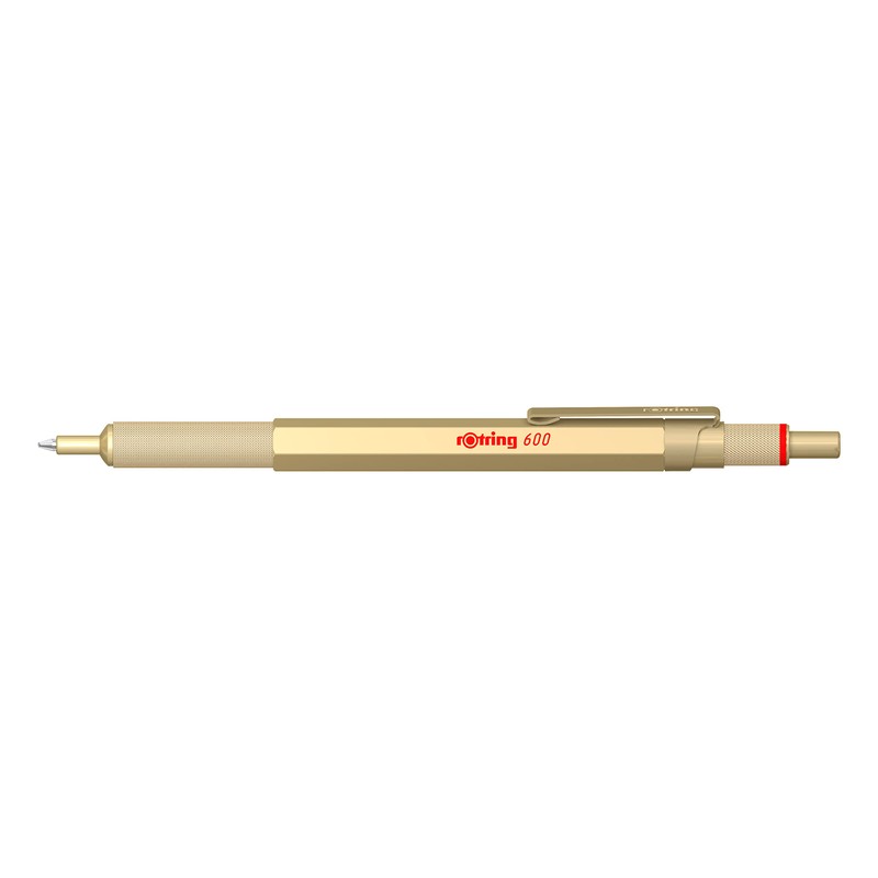 rOtring 600 Ballpoint Pen, Medium Tip, Black Ink, Gold Barrel,