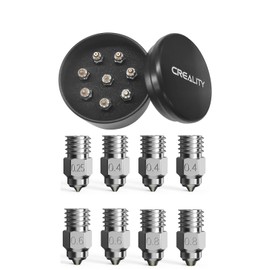 Creality Bimetallic High-end Nozzle Kit for Ender 3 S1, 3D Printer Copper Alloy Hardened Steel 0.25mm, 0.4mm, 0.6mm, 0.8mm Nozzles Kit for Ender 3, Ender 3 V2, Ender 3 Neo, Ender 5, CR-10 Series