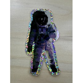 Astronaut Glitter Sticker, Space Decal, Moon Landing, Astronomy Glitter, Astronaut Laptop Decor