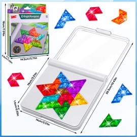 IQ Puzzle, Tangram Puzzle Jigsaw Block Brain Teaser Puzzles for Kids 6+ Years, IQ Hexagrom Stitch Jigsaw Puzzle Games Educational Learning Toys Birthday Gift for Girls Boys