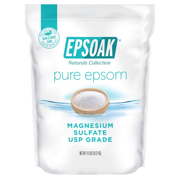 Epsoak Epsom Salt 19 lb. Magnesium Sulfate USP, Resealable Epsom
