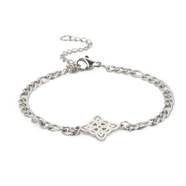 SIPURIS Witches Knot Bracelet Celtic Knot Pagan Wiccan Symbol Magic Knot Witchcraft Jewelry Bracelet Stainless Steel Adjustable Charm Chain Bracelet Jewelry for Women Men, 17+5cm, Stainless Steel, no