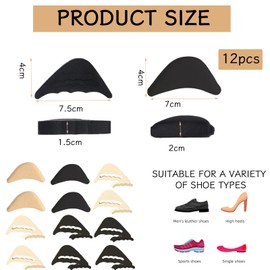 Shoe Filler, Toe Filler, Shoe Filler for Too Large Shoes, Shoe Reducer, 4 Pairs of Adjustable Toe Plugs and 2 Pairs of Integrated Toe Plugs, Relieve Foot Pain (Skin Colour + Black)