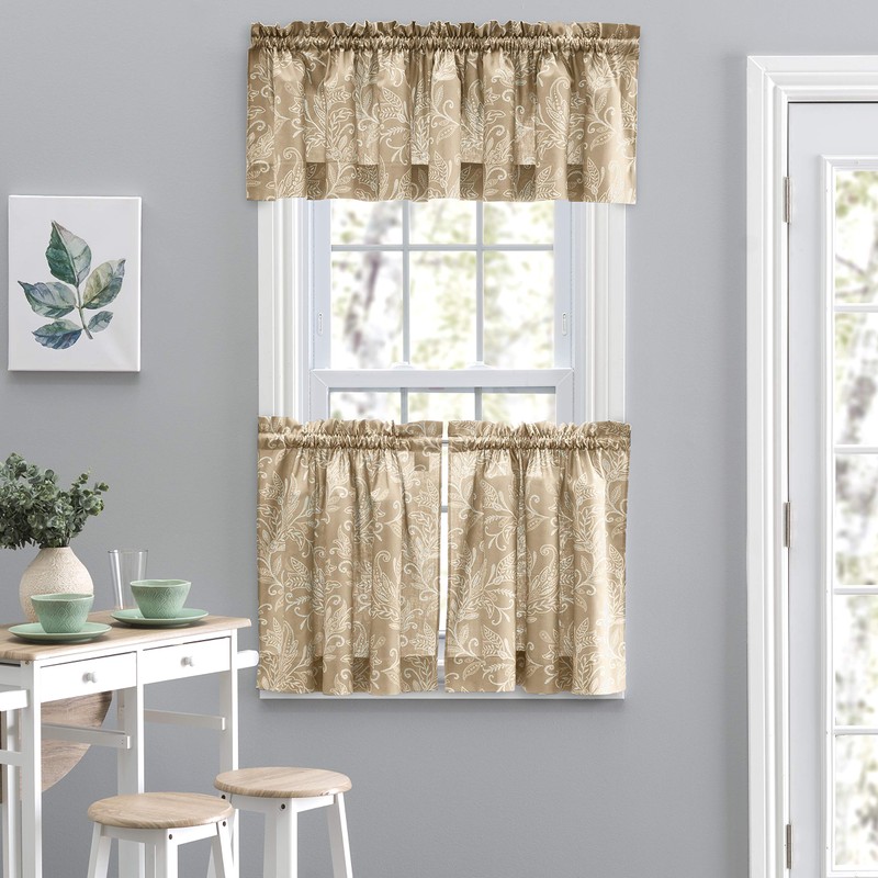 Ellis Curtain Lexington Leaf Tailored Valance, Tan