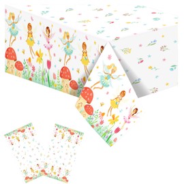 2 PCS Tinkerbell Plastic Tablecloths, Disposable Fairy Tablecloths 86 x 51 inches, Rectangle Cartoon Table Cover, Wedding Birthday Party Decoration Supplies