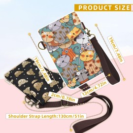 Energather Crossbody Phone Bag, Waterproof Cartoon Print Small Crossbody Bag for Women, Cute Phone Purse with 3 Pockets and Adjustable Shoulder Strap (Black)