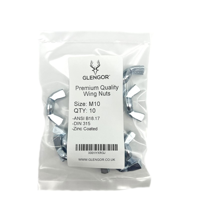 Glengor M10 Wing Nuts | Zinc Plated | Pack of