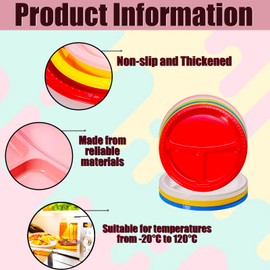 TANEMUDO 120 Pcs 10 Inch 3 Compartments Divided Plates Plastic Dinner Plates Round Lunch Plates Colorful Disposable Dessert Plates for Wedding Party Dinnerware Supplies(Multicolor)