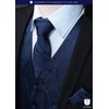 HISDERN Men's Suit Vest, Paisley, Necktie, Pocket Square, 3-Piece Set,