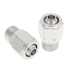 INFINAUTO Push to Connect Air Fittings 5/16" Male Thread Air Line Quick Connector Nickel-Plated Copper 1/8" BSPT 2 Pcs Silver Tone