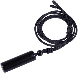 Nupuyai Cylinder Black Obsidian Pendant Necklace for Unisex, Wand Amulet Reiki Stone Adjustable Braided Cord 18"-27"