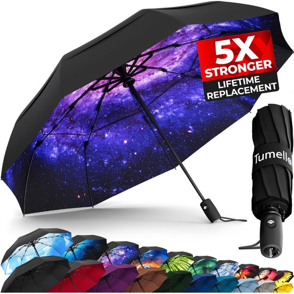 TUMELLA Strongest Windproof Travel Umbrella (Compact, Superior & Beautiful), Small