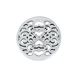 Quiges Interchangeable Coin 25 mm Heart Infinity Shape with Zirconia for Coin Pendants, Crystal, Cubic Zirconia