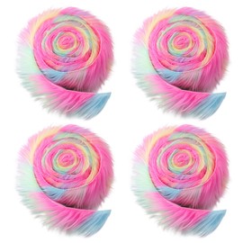 GORGECRAFT 4Pcs 150x5-13cm Faux Fur Fabric Precut Strips Colorful Shaggy Plush Trim Rolls Fuzzy Craft Fur Ribbon for DIY Crafts Gnomes Beard Hair Santa Claus Cosplay Costume Pillows Christmas Decor