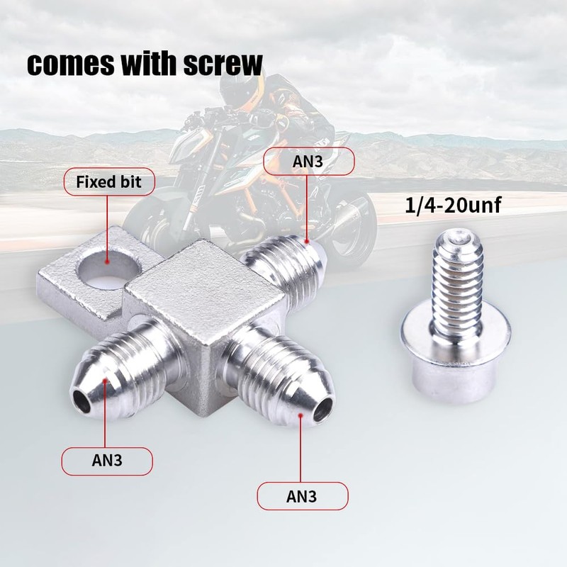 CNRAQR Stainless Steel AN3-3AN Male Brake Hose End Tee Block