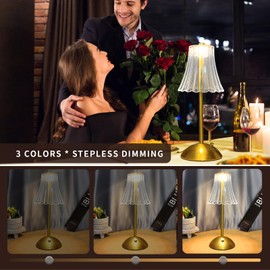 Rechargeable Cordless Table Lamp, Battery Operated Touch Control Desk Light with Dimmable LED Lighting USB Charging, Portable Vintage Design for Bedroom Nightstand Kitchen Counter, Home Décor(1Pack)