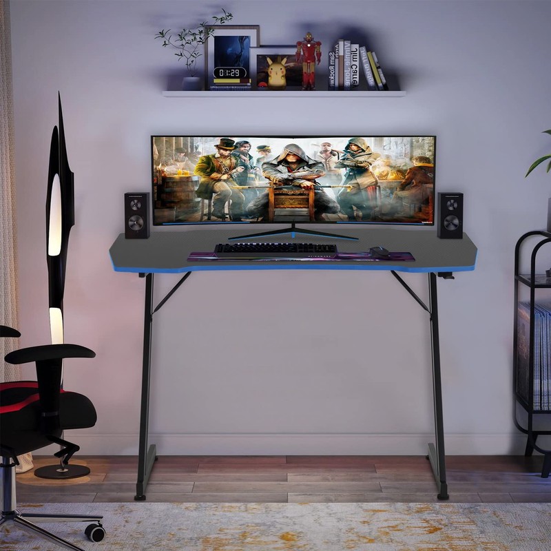 BestOffice Gmaing Desk Z Shaped 47 inch Gaming Workstation Ergonomic