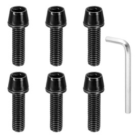 sourcing map 6pcs Bike Disc Brake Caliper Bolts M5 x 18mm Hex Bicycle MTB Disc Brake Caliper Adapter Screws Bolts with 4mm Hexagon Wrench for Road Mountain Bike BMX, Black