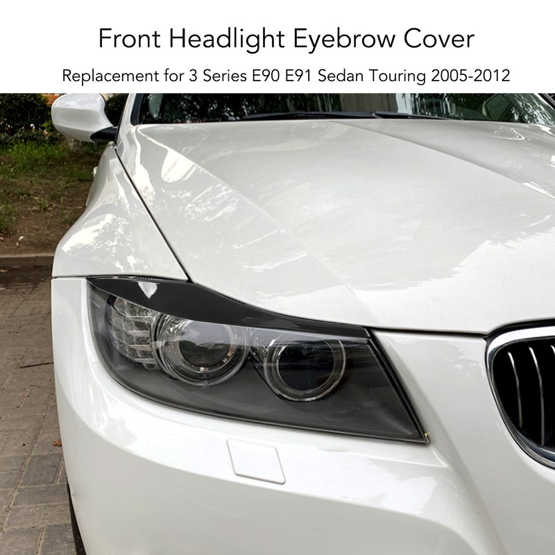 2PCs Front Headlight Eyebrow Cover Car Exterior Trim Replacement for