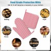 Mxocom Gingham Red White Checked Tartan Heat-Resistant Oven Mitts and