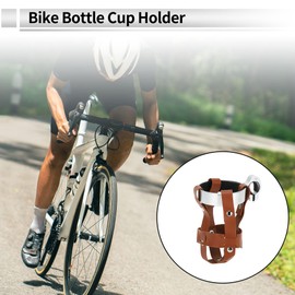 RATCHROLL 1 Pc Universal Motorcycle Bike Drink Holder Motorbike Bicycle Water Bottle Cup Holder Screw Brown Silver Tone PU Aluminum Alloy