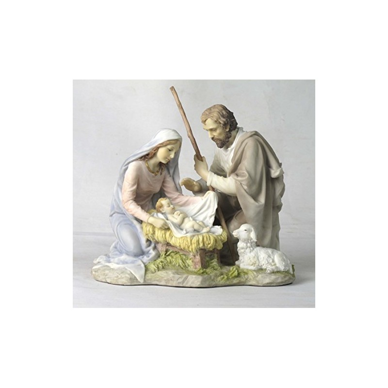 8.25 Inch (Nativity) Baby Jesus, Mary, and Joseph - Light