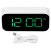 LED Digital Alarm Clock Brightness Adjustable 12/24Hr White Shell Green