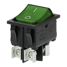 Miratic Underlit Toggle Switch 230 V, Switch 230 V, Supply Voltage: 230 V~, 50 Hz Current: 20 A (Green, Black Case)