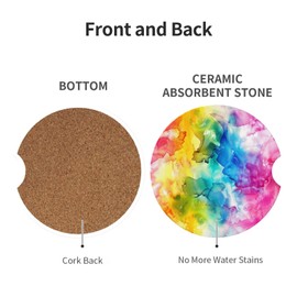 Neukim 2pcs Car Cup Holder Coaster Car Coaster Ink Tie Dye Rainbow Absorbent Car Coaster Absorbent Drink Coaster for Car Decor Auto Accessories