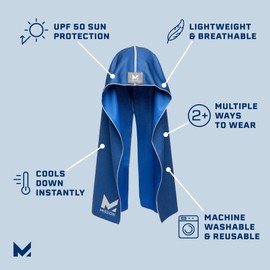 MISSION Cooling Hoodie Towel, Astra Lapis Blue - Soft, Durable Microfiber - Cools Up to 2 Hours - UPF 50 Sun Protection - Machine Washable