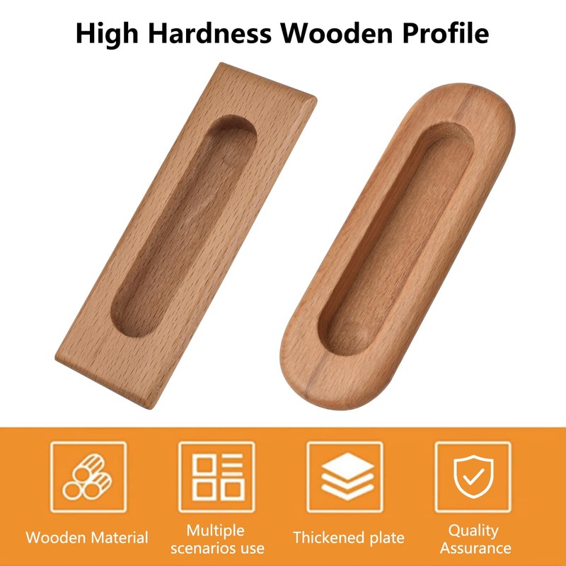 MOROBOR 2PCS Oval Wood Recessed Concealed Handle, Embedded Design Sliding