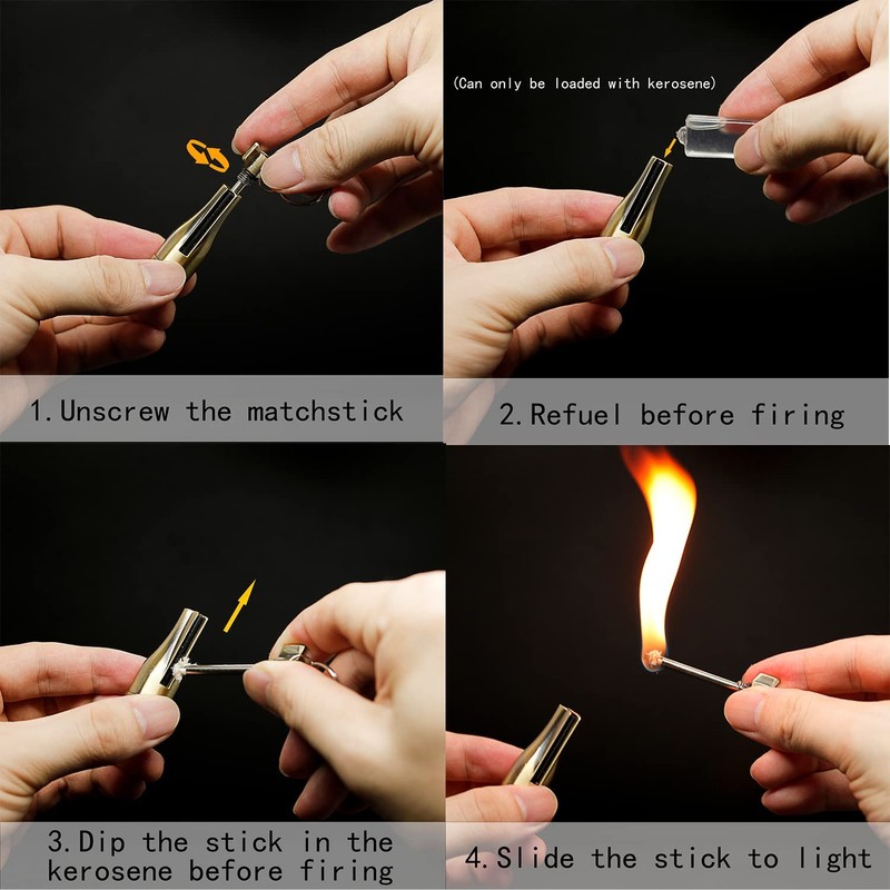 NAKUPENDA 2Pcs Permanent Match Flint Match Keychain Flint Fire Starter