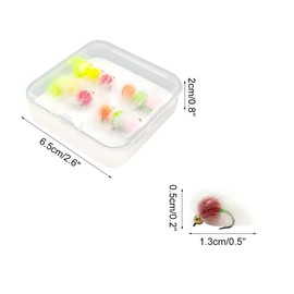 Fly Fishing Flies Kit, 24Pcs Trout & Salmon Eggs Flies Glowing Bug Egg Floating Fly Lure with Storage Box for Bass Trout Salmon Fishing