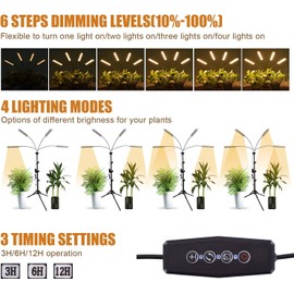 LED Grow Lights for Indoor Plants, 420 LEDs Full Spectrum Plant Lights for Indoor Growing with 15-63 inches Adjustable Tripod Stand, 4 Heads Floor Grow Lamp with 3/6/12H Auto On/Off Timer Function