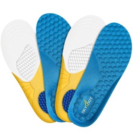 Skyfoot Kids Shoe Inserts, Breathability Soft Cushioning Children's Sports Athletic Replacement Insoles for Childs' Worn Insert, Sweaty Feet, Shoes' Comfort Fit - 2 Pairs (Blue, Little Kids: 13-3)
