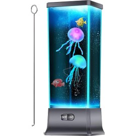 COLORLIFE Cool Jellyfish lamp Sensory Synthetic Realistic Jelly Fish Tank Aquarium Mood Lamp for Home Office Decor Gifts for Kids Women Men Birthday Christmas Holiday Presents