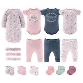 The Peanutshell The Peanutshell Baby Layette Gift Set for Girls - 16 Piece New Born Girl Gift Set, Baby Clothes & Newborn Essentials Must Haves - Newborn Clothes 0-3 Months - Prairie Floral
