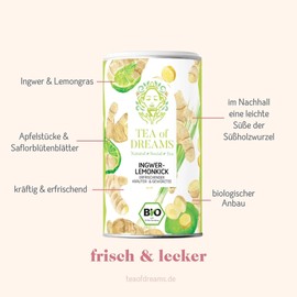 Organic Ginger Lemon Tea | Ginger Lemon Kick | with Lemongrass and Ginger | Loose Tea | 70 g