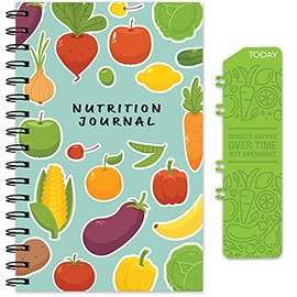 Global Printed Products Daily Food Diary, Nutrition Planner, Health Journal, Meal Planner: Clip-in Bookmark, Sturdy Binding, Thick Pages & Laminated Protective Cover (Fruit)
