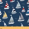 Sailboat Upholstery Fabric by The Yard, Nautical Ocean Theme Decorative
