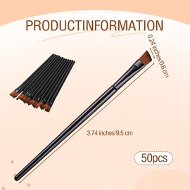Kifmurase 50Pcs Disposable Angled Eyebrow Brushes Bulk Eye Liner Brush Cosmetic Brushes for Eyebrows Angle Tinting Brush Soft Bristies Concealer Brush Eyeshadow Makeup Tool Esthetician Supplies