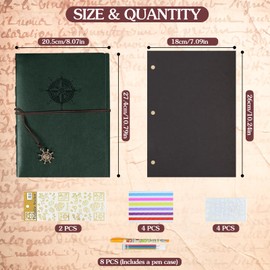 FINEASY Photo Album Scrapbook 60 Black Pages, Leather DIY Photo Album Guest Book, Scrap Book Vintage Memory Book Scrapbook Album for Valentines Anniversary Birthday Presents (Green)