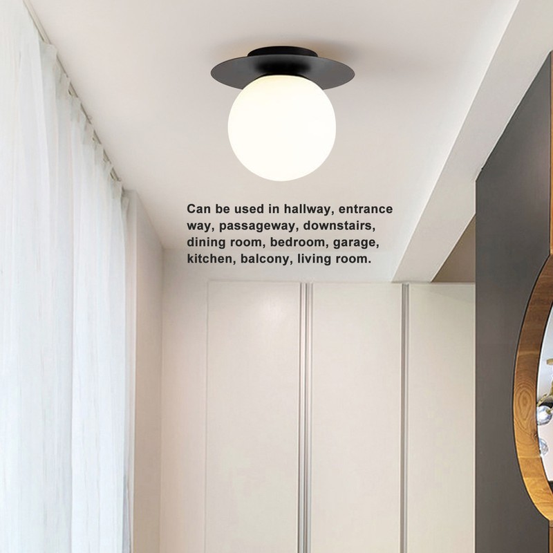 White Glass Globe Ceiling Light 18cm Diameter G9 Base Globe