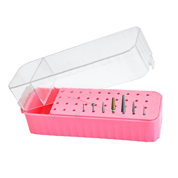 Nail Drill Bits Holder,40-Hole Nail Tool Organizer | Transparent Lid