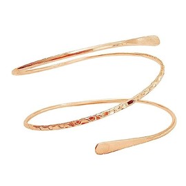 RTY Minimalist Metal Coil Upper Arm Cuff Layered Open Arm Bracelet Armlet Armband Bangle for Women Men (rose gold)