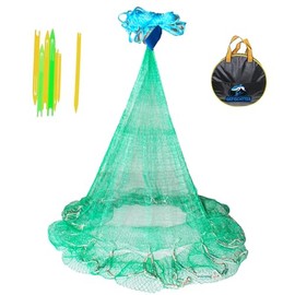 Gefischtter Saltwater Fishing Cast Net, Hand Throw Fishing Cast Net with Eco-Friendly Rubber Sinker 1/2 Inches Mesh for Saltwater Freshwater Size 4ft-12ft