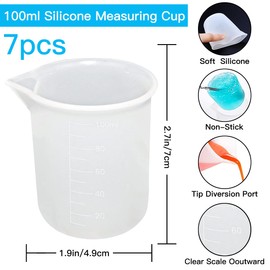 32PCS Resin Supplies 7PCS 100ml Silicone Cups,7PCS Silicone Mold Cup Dispenser for Epoxy Resin with Silicone Mats,Stir Sticks, Transfer Pipettes and Finger Cots for DIY Resin Casting Jewelry Making