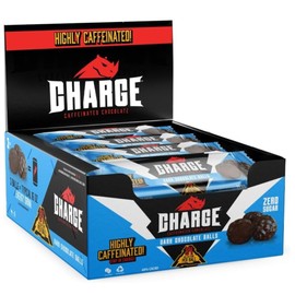 Charge Caffeinated Chocolate DARK CHOCOLATE 12 Packs of 3- 54mg Caffeine, No Added Sugar, Vegetarian